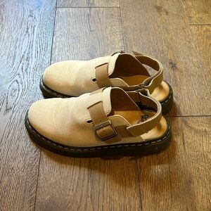 Dr. Martens Beige Suede Slingback Clogs